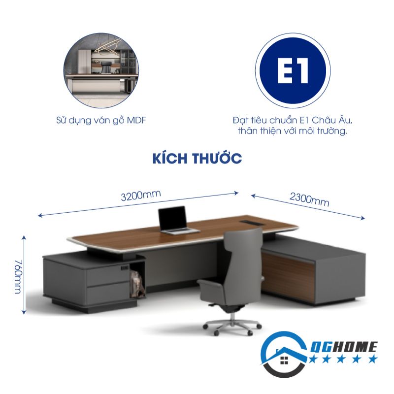 Kích thức và chất liệu bàn giám đốc BGD106