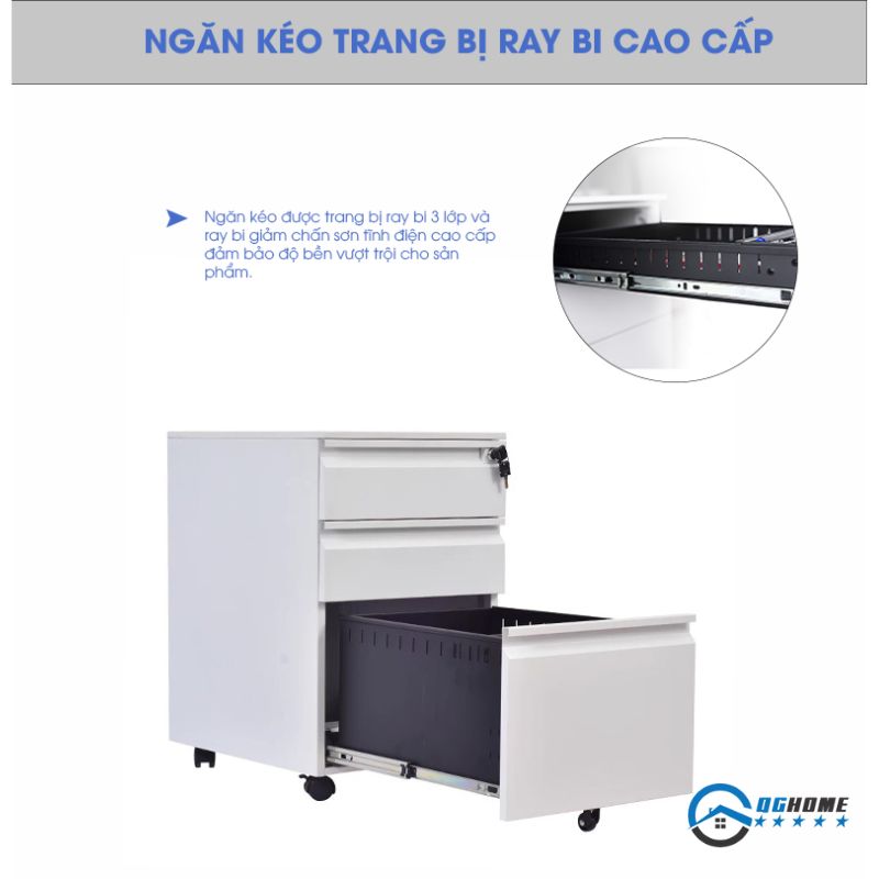 Ray ngăn kéo làm bằng thép cao cấp, cho thời gian sự dụng lâu dài và bền bỉ