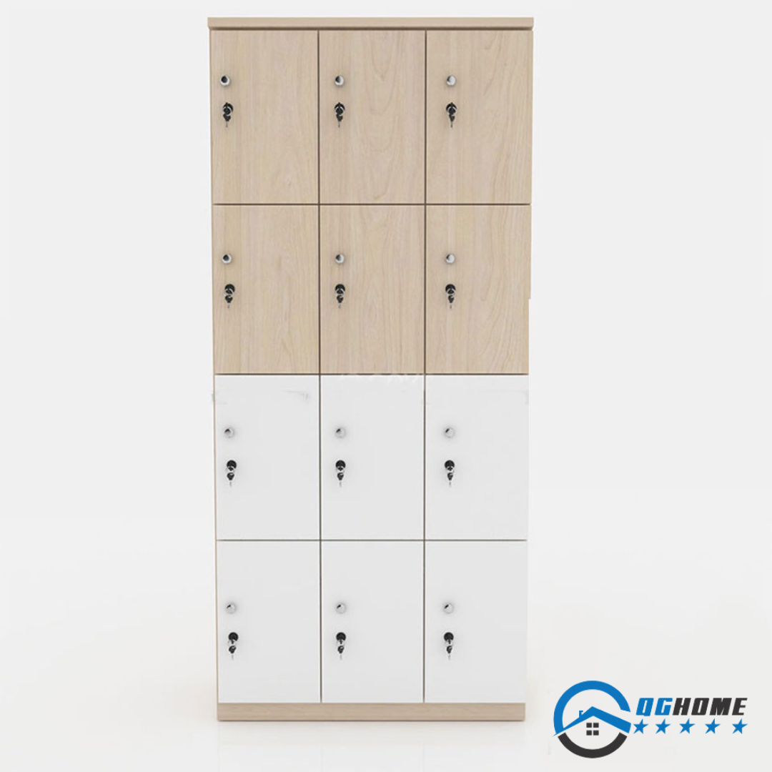 Tủ Locker gỗ 12 cánh 3 khoang QTK03 - TN