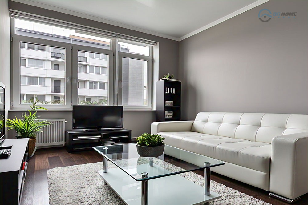 thiết kế phòng khách 12m2 đẹp, sang trọng, phong cách hiện đại cho căn hộ chung cư