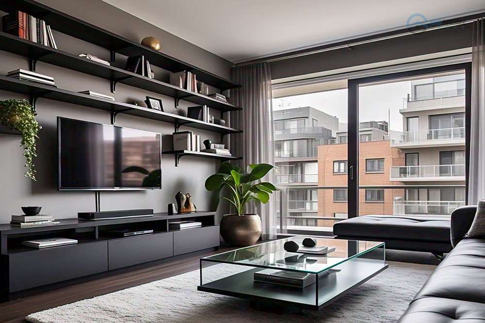 thiết kế phòng khách chung cư 15m2 đẹp sang trọng