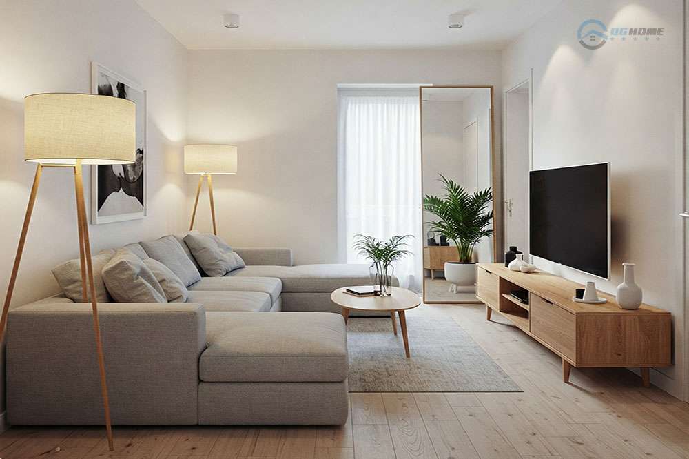 mẫu thiết kế phòng khách nhỏ đẹp với đèn trang trí