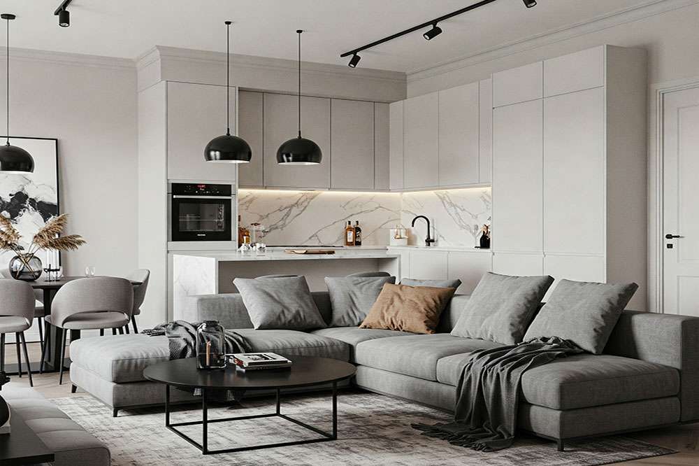thiết kế phòng khách căn hộ 3 ngủ đẹp sang trọng