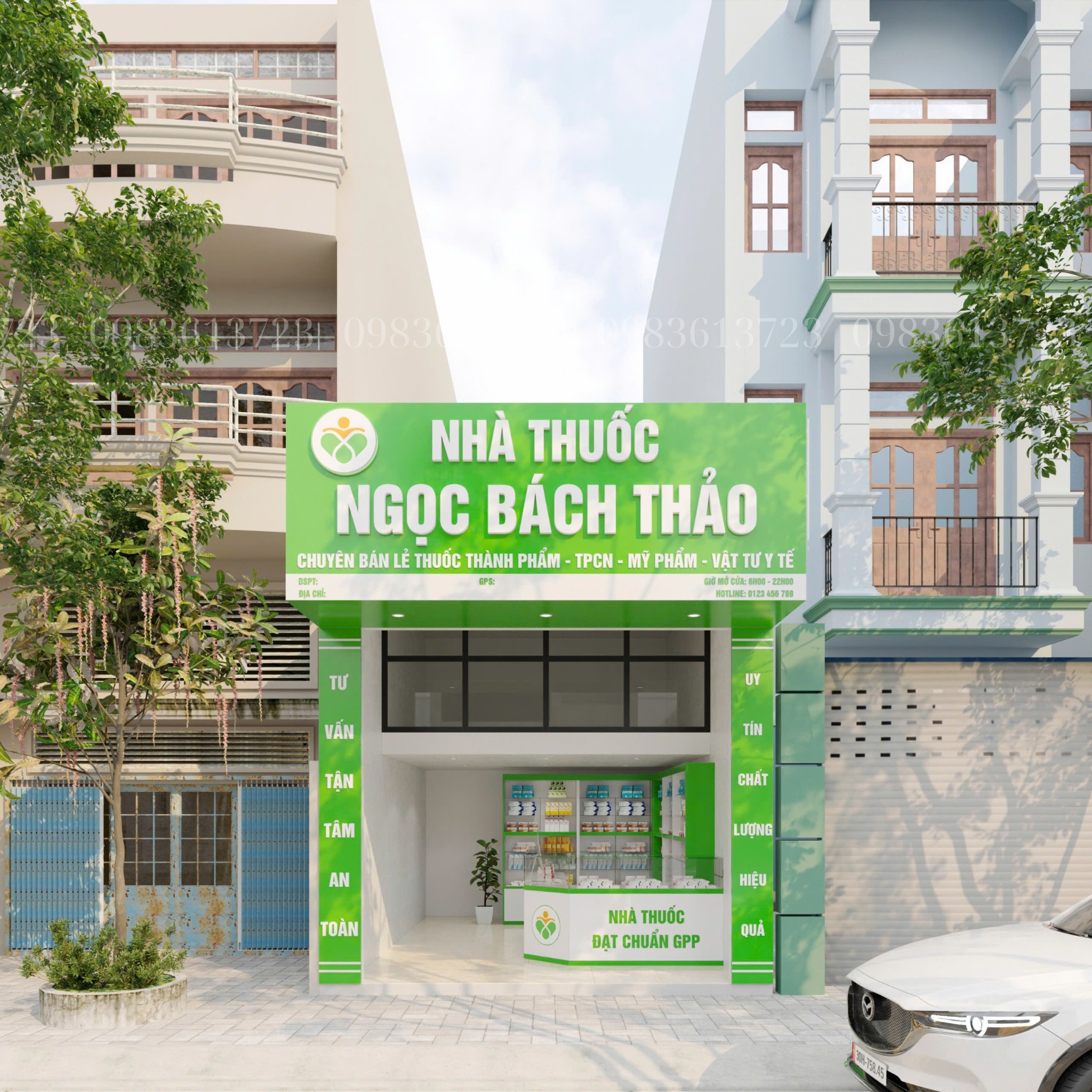 Thiết kế nhà thuốc 20m2 Ngọc Bách Thảo