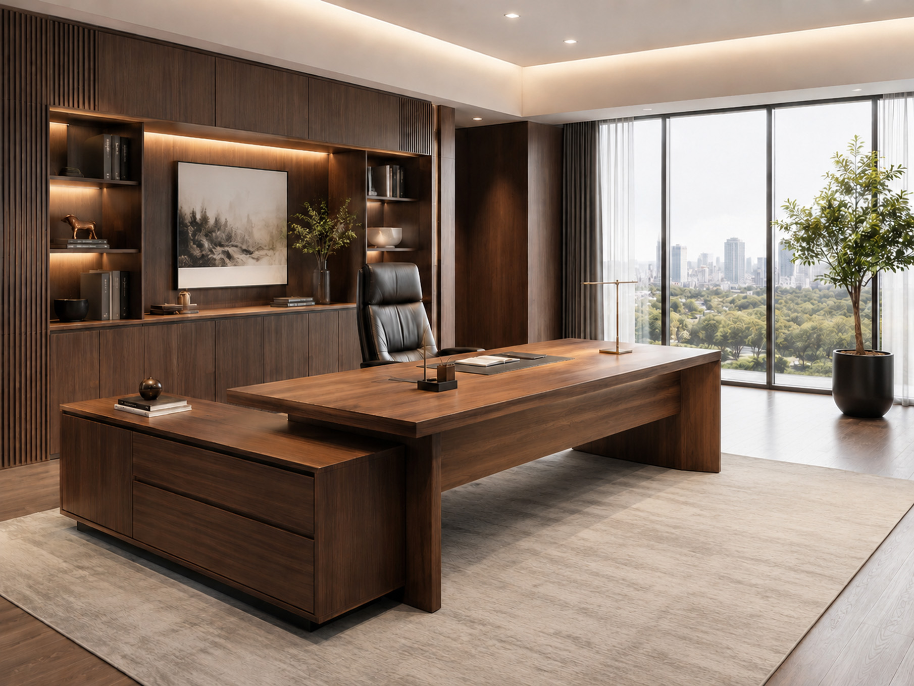 Bàn trưởng phòng chữ L hiện đại