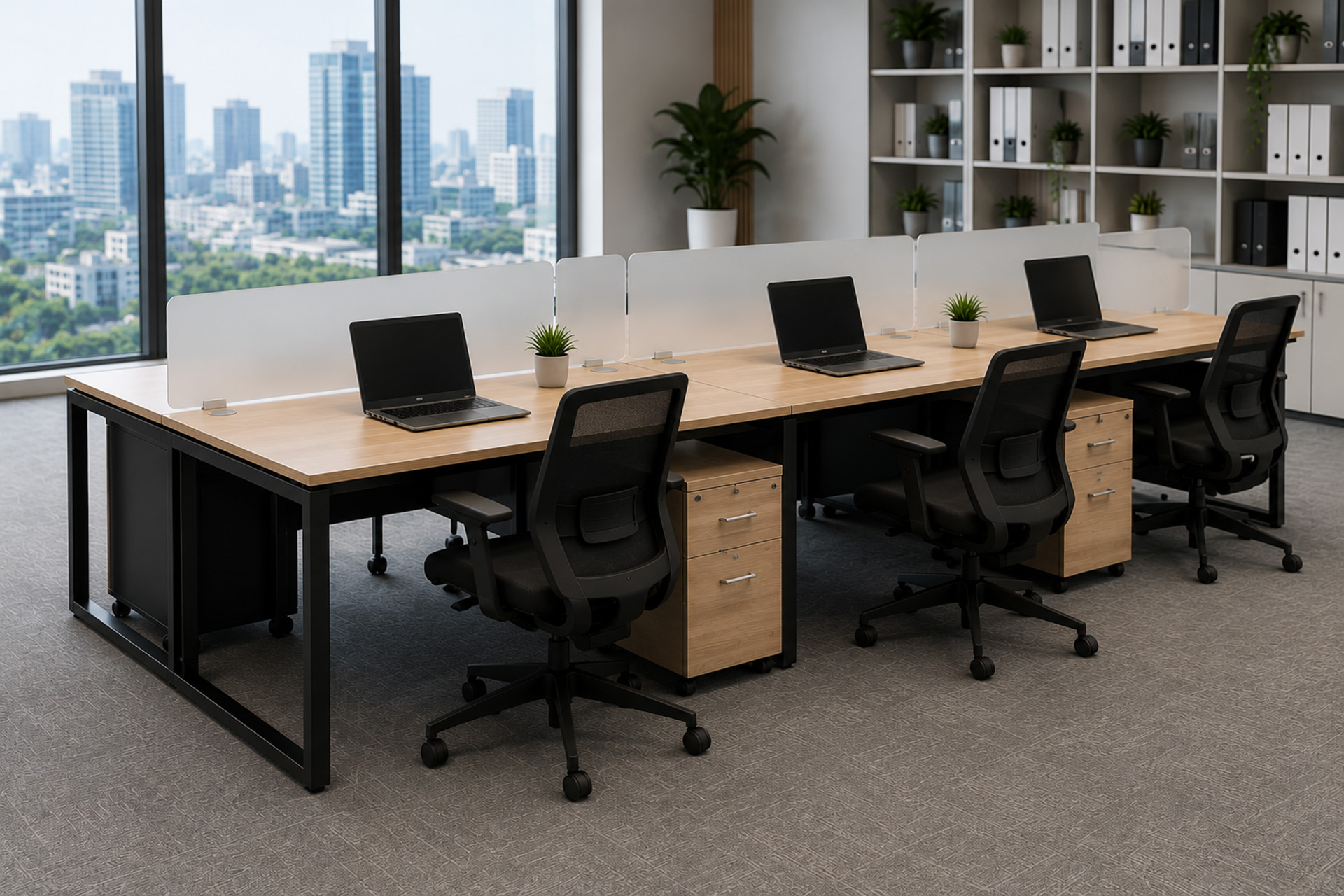 Module bàn làm việc nhân viên 4 người hiện đại