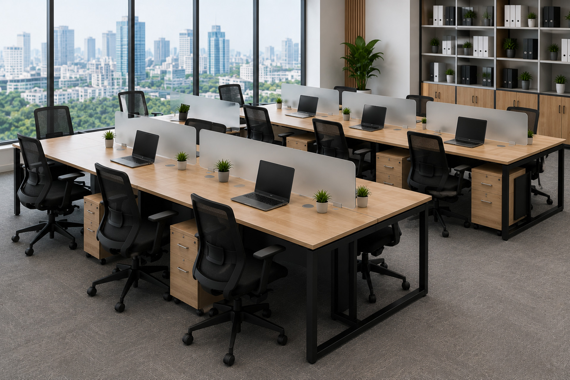 Module bàn làm việc nhân viên 6 người văn phòng